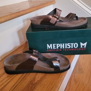 Mephisto Women's Gunmetal Grey Leather Sandals